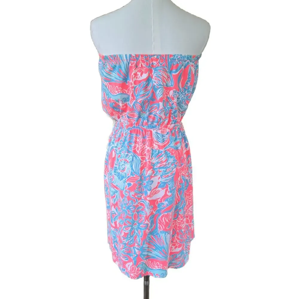 Lilly Pulitzer Windsor Strapless Mini Dress Small Summer Siren Pink Blue Beach - Picture 5 of 8